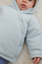 Blue Hooded Cosy Jersey Wadded Baby Wrap Jacket (0-18mths) - Image 5 of 10