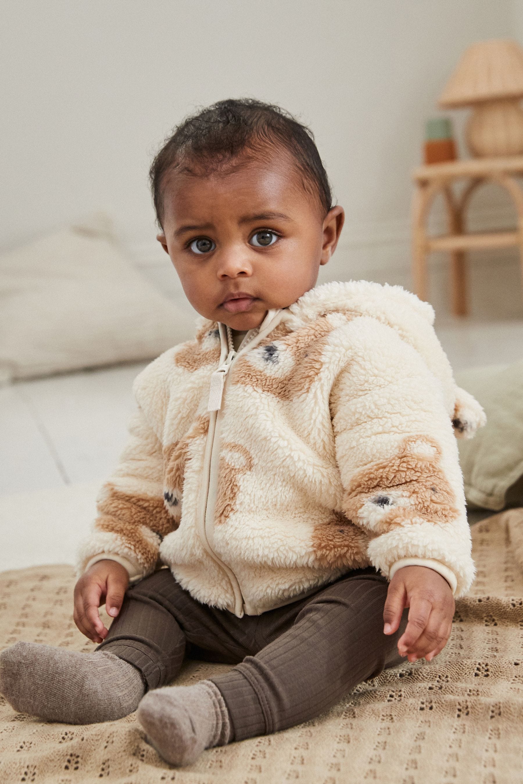 Buy Ecru Tan Bear Print Baby Cosy Fleece Jacket with 3d Ears 0mths 2yrs from the Next UK online shop