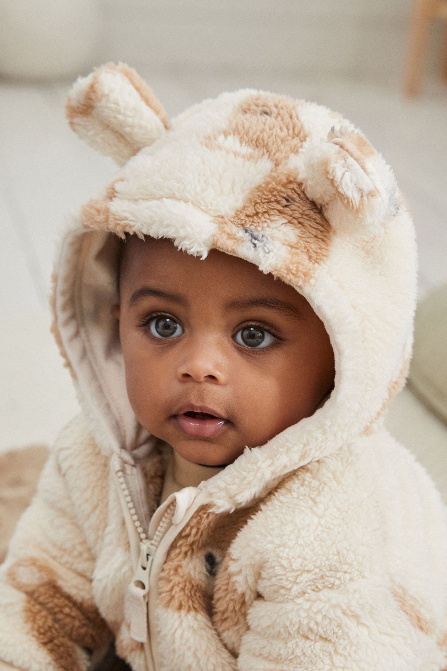 Buy Ecru Tan Bear Print Baby Cosy Fleece Jacket with 3d Ears 0mths 2yrs from the Next UK online shop