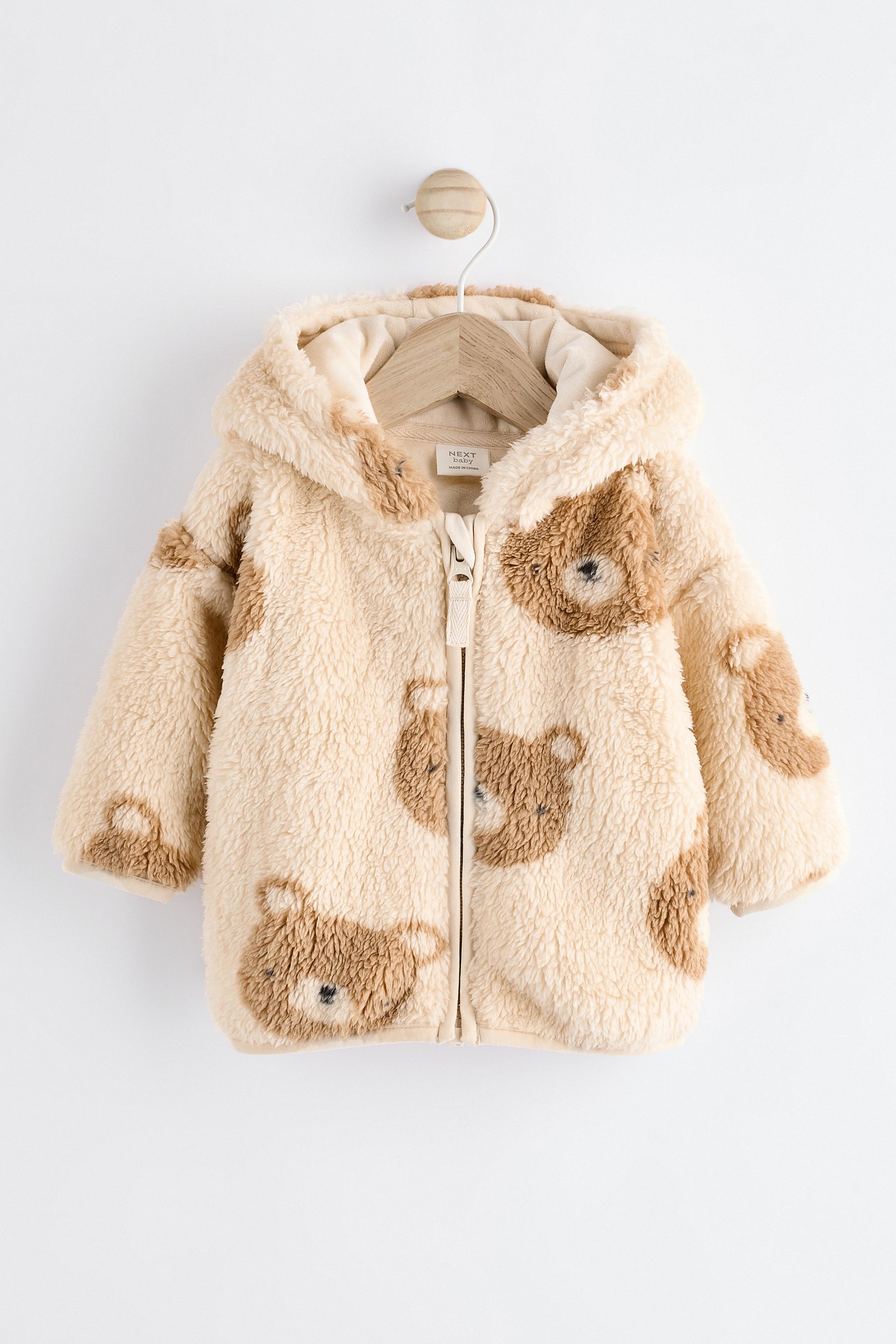 Buy Ecru Tan Bear Print Baby Cosy Fleece Jacket with 3d Ears 0mths 2yrs from the Next UK online shop