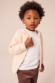 Ecru Cable Knit Zip Through Cardigan (3mths-7yrs) - Image 5 of 9