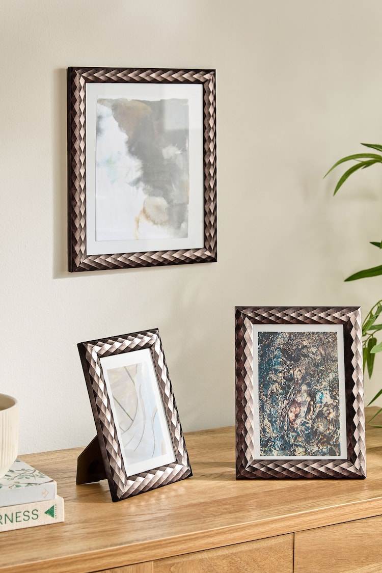 Black Textured Geometric Photo Frame - Image 1 of 5