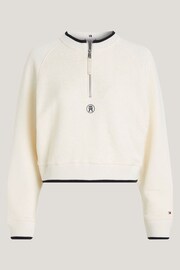 Tommy Hilfiger Cream Texture 1/2 Zip Sweatshirt - Image 5 of 6