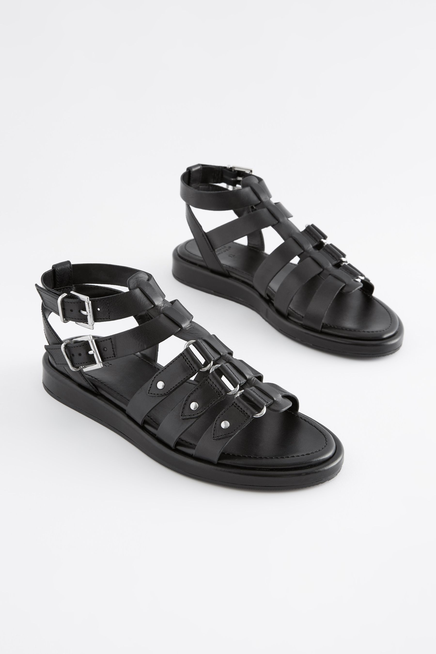 Buy Black Extra Wide Fit Forever Comfort Leather Gladiator Sandals from Next Oman