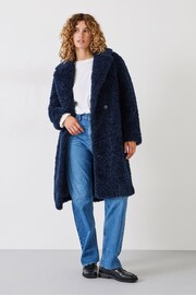 Hush Blue Leighton Textured Faux Fur Coat - Image 1 of 5