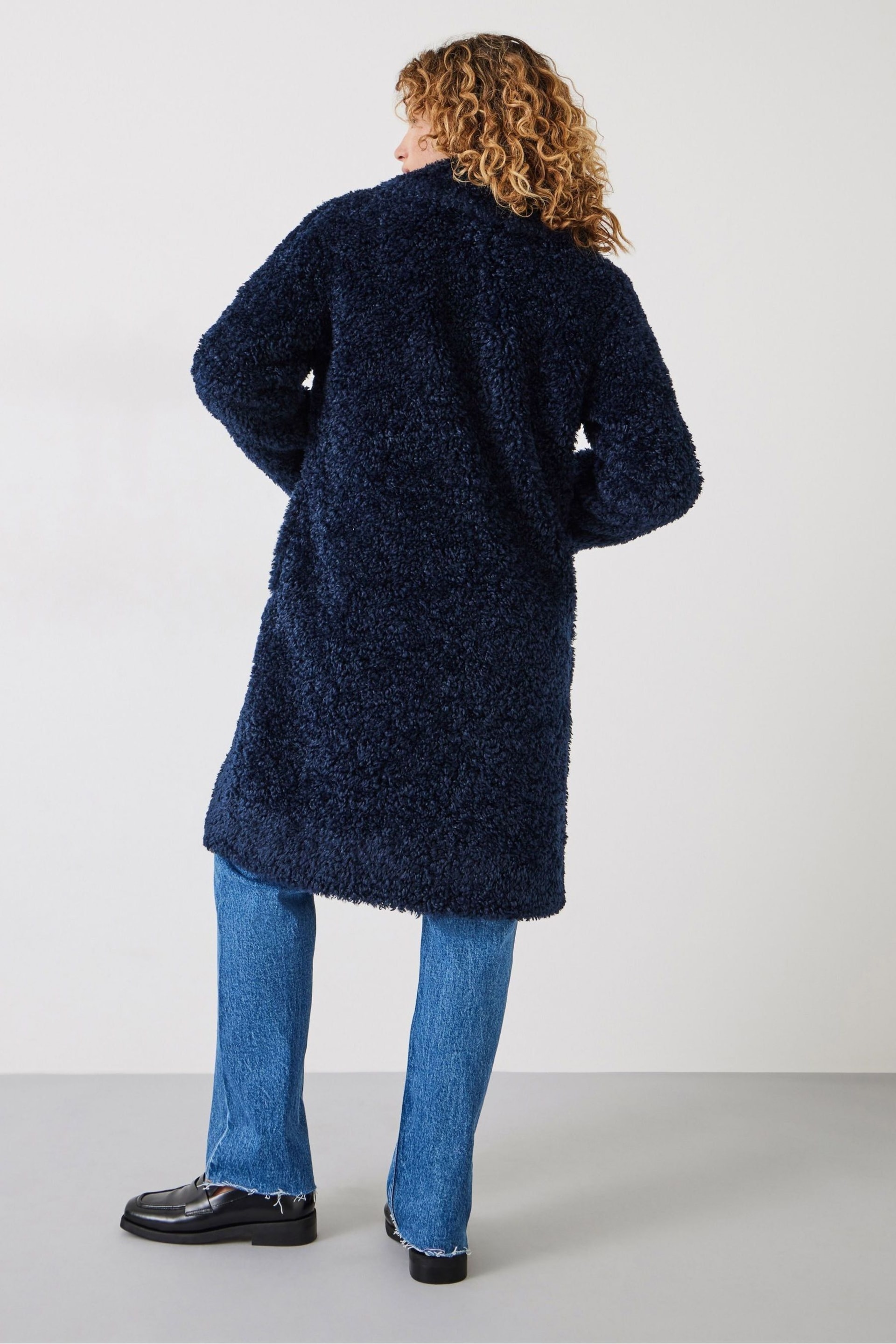 Hush Blue Leighton Textured Faux Fur Coat - Image 2 of 5