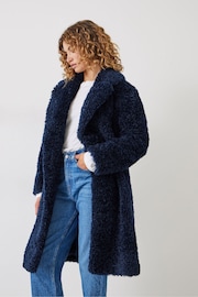Hush Blue Leighton Textured Faux Fur Coat - Image 3 of 5