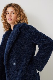 Hush Blue Leighton Textured Faux Fur Coat - Image 4 of 5