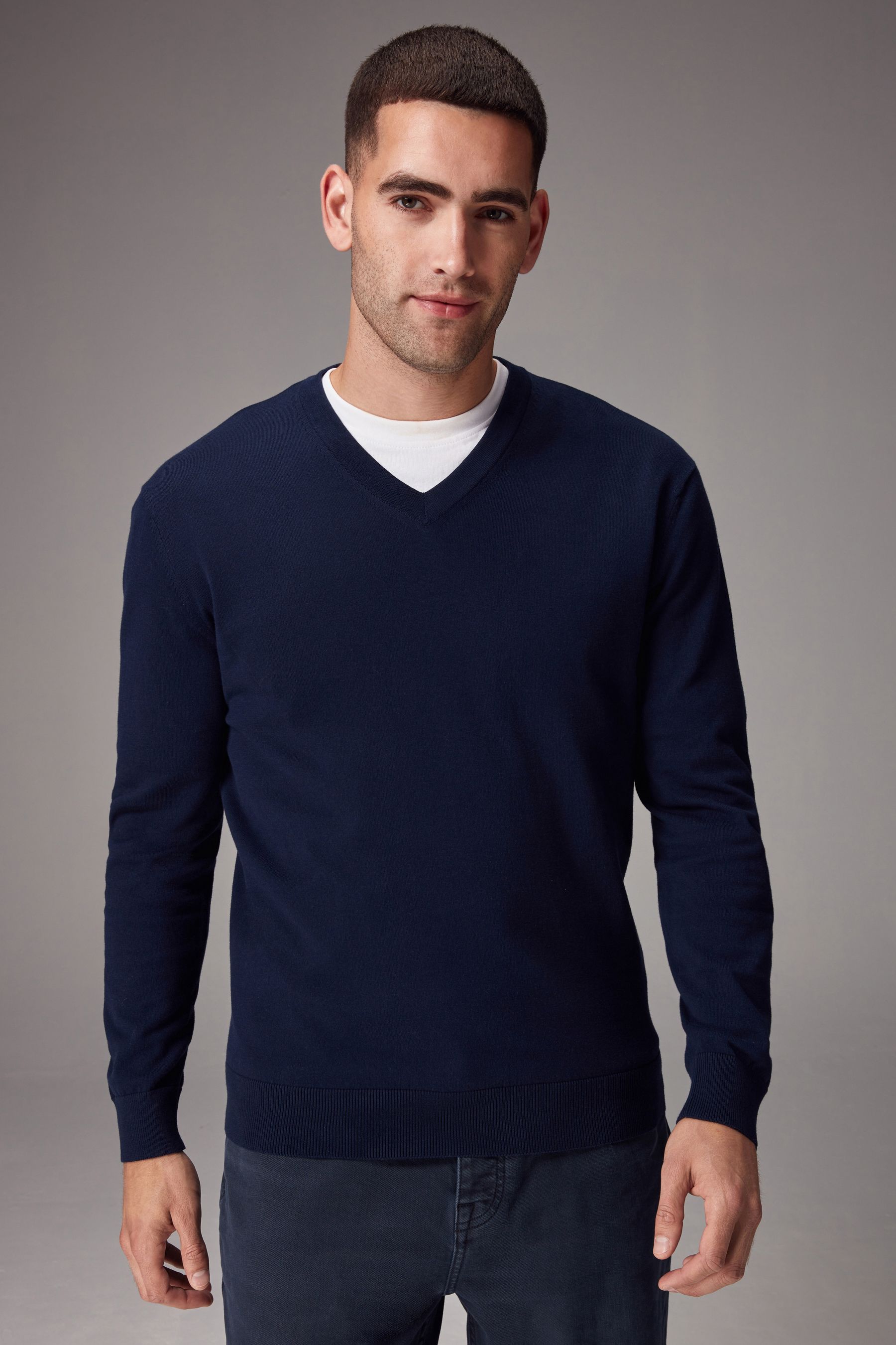 Mens navy blue crew neck sweater clearance