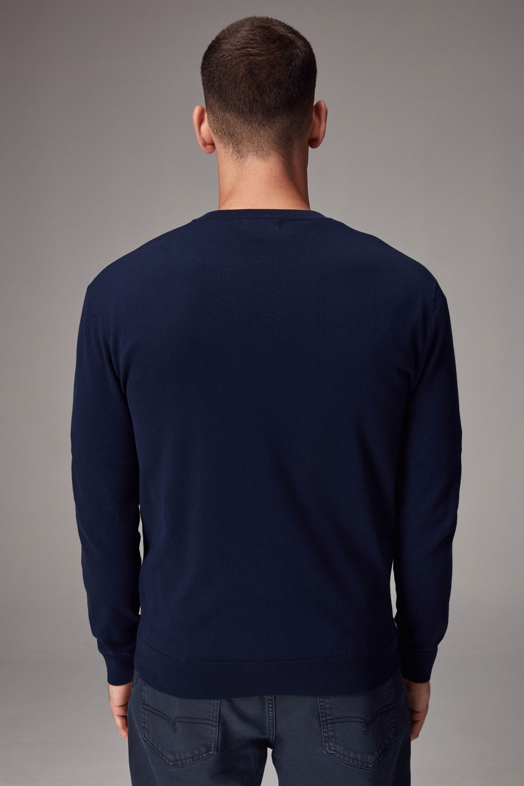 Buy Navy Blue V Neck Regular Fit Cotton Rich V Neck Jumper from Next Canada