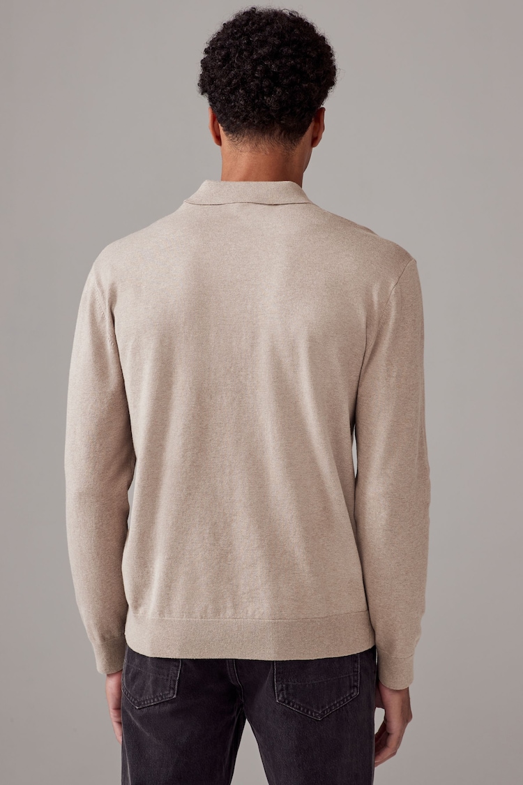 Neutral Regular Fit Knitted Long Sleeve Polo Hooded Shirt - Image 2 of 7