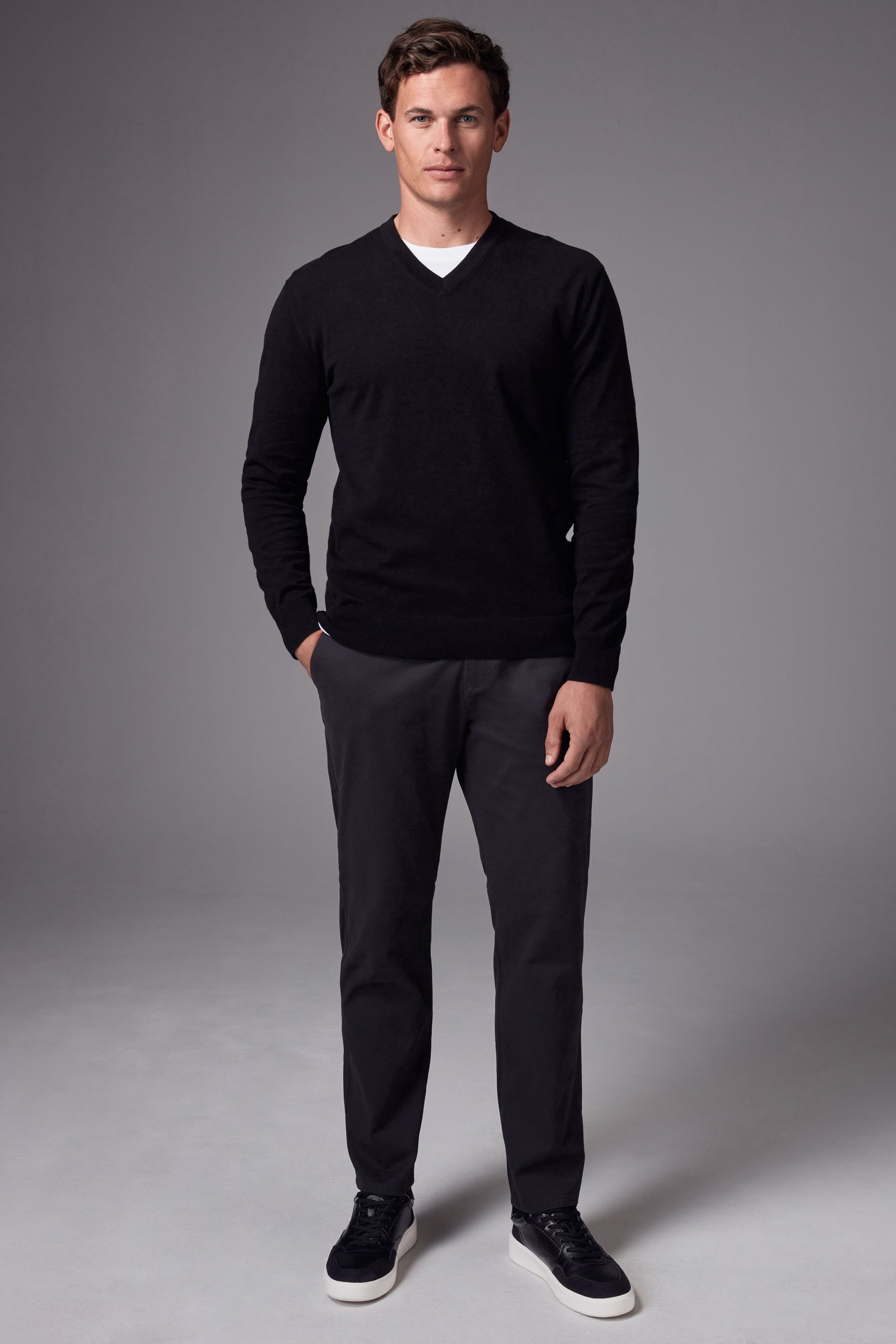 Next black v neck jumper shop