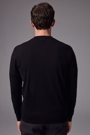 Black V-Neck Regular Knitted Long Sleeve Jumper - Image 3 of 8