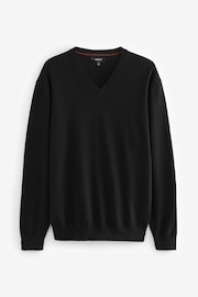 Black V-Neck Regular Knitted Long Sleeve Jumper - Image 6 of 8