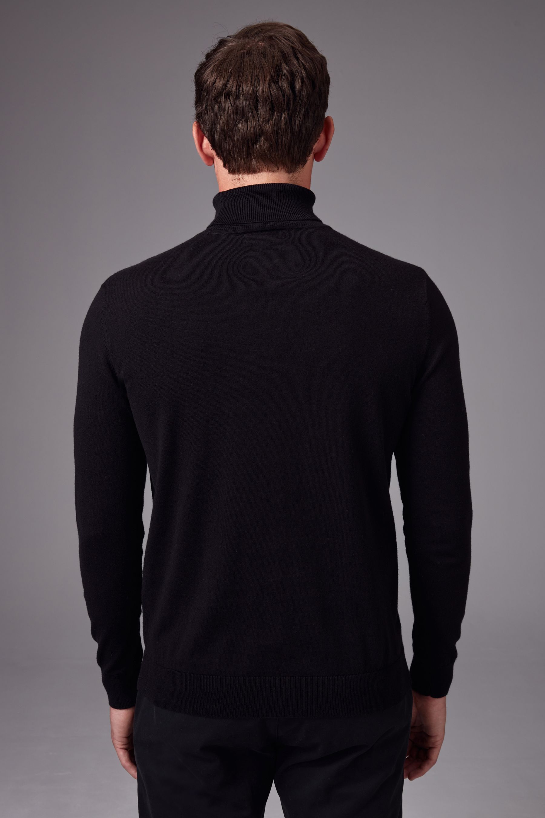 Buy Black Regular Fit Cotton Rich Roll Neck Jumper from the Next UK online shop