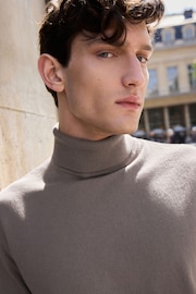 Neutral Brown Roll Neck Jumper - Image 3 of 6