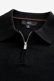 Black Knitted Long Sleeve Polo Shirt - Image 7 of 8