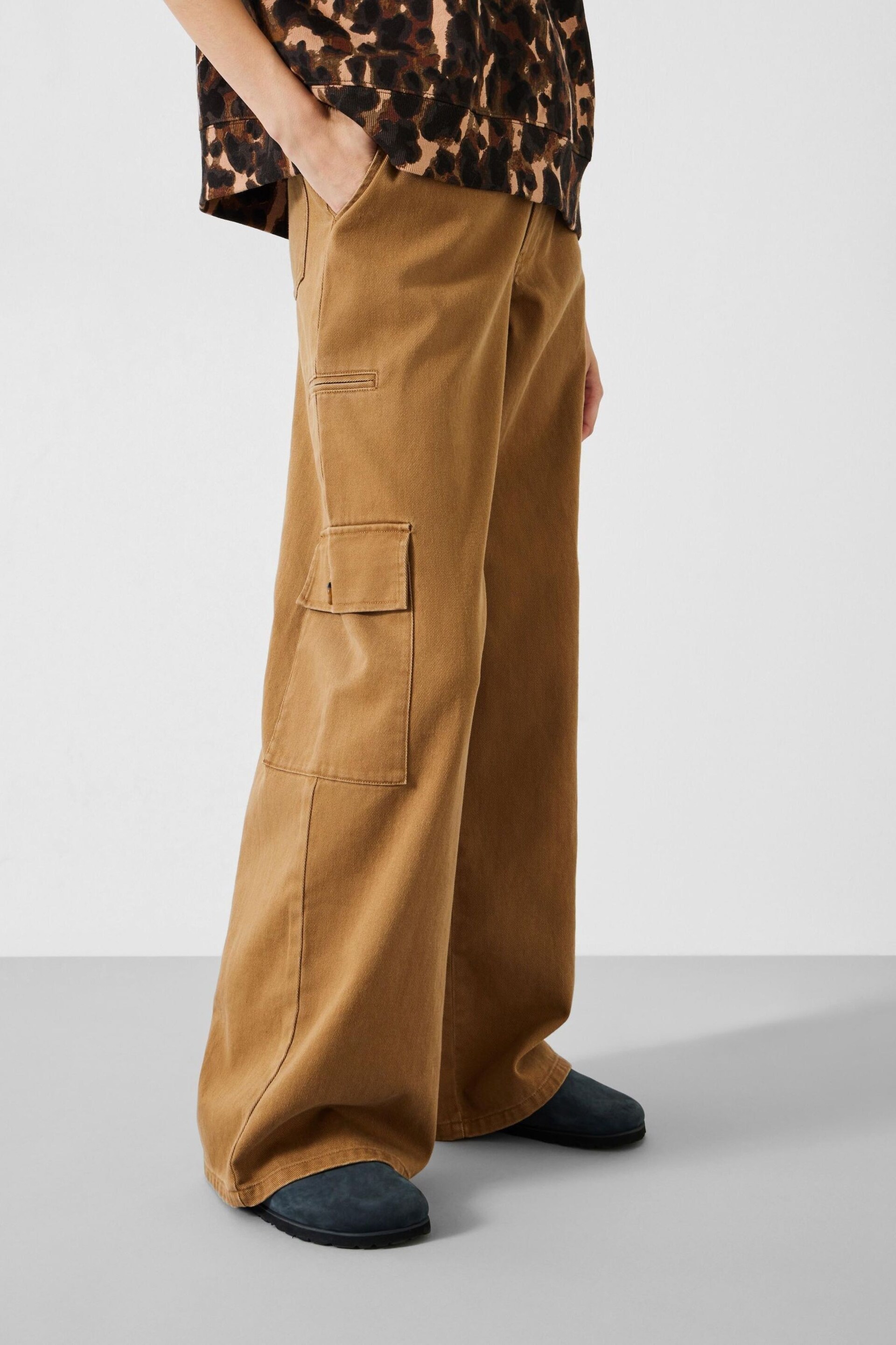 Hush Brown Jess Wide Leg Cargo Trousers - Image 2 of 5