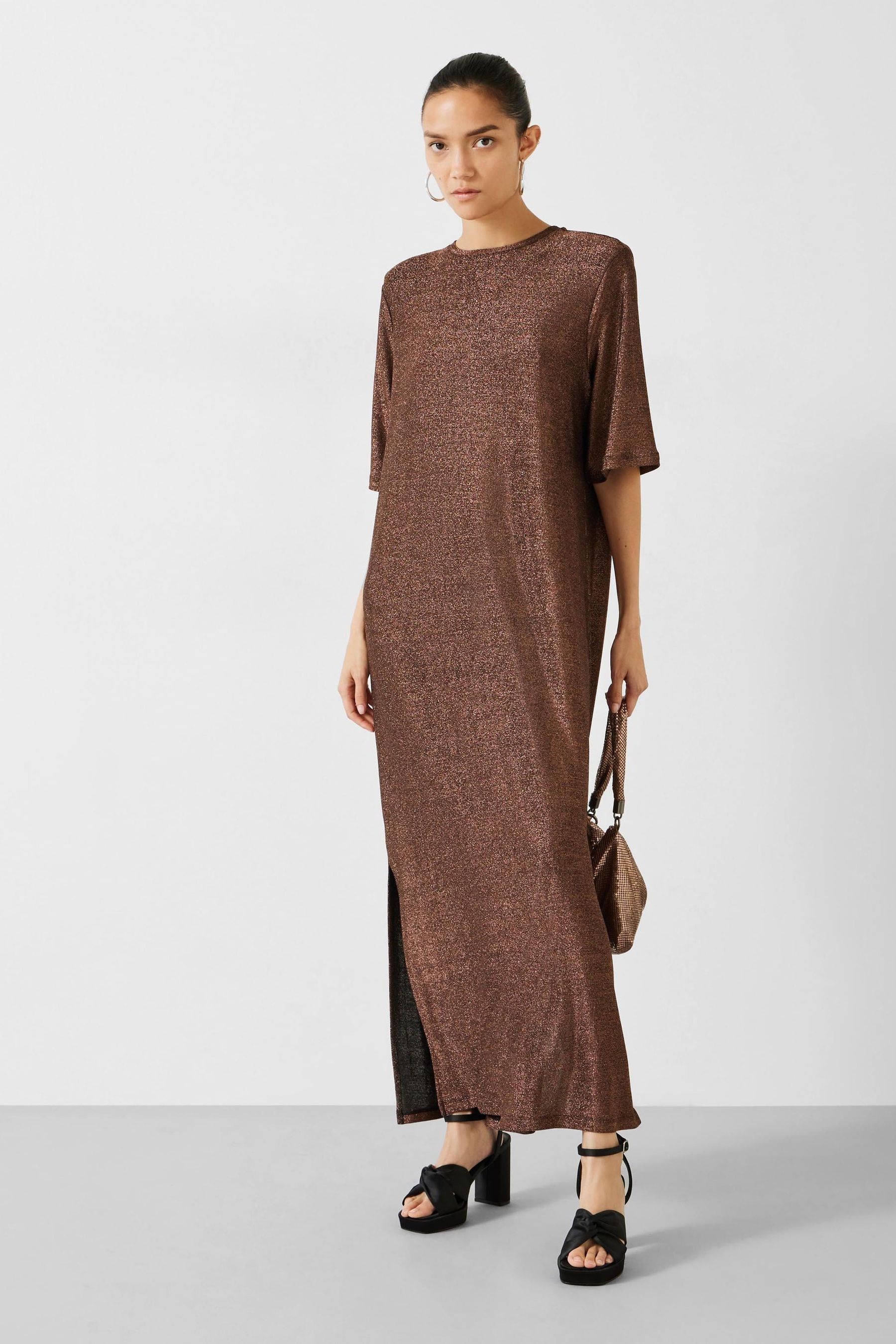 Buy Hush Brown Glitter Maxi T Shirt Dress from Next Luxembourg