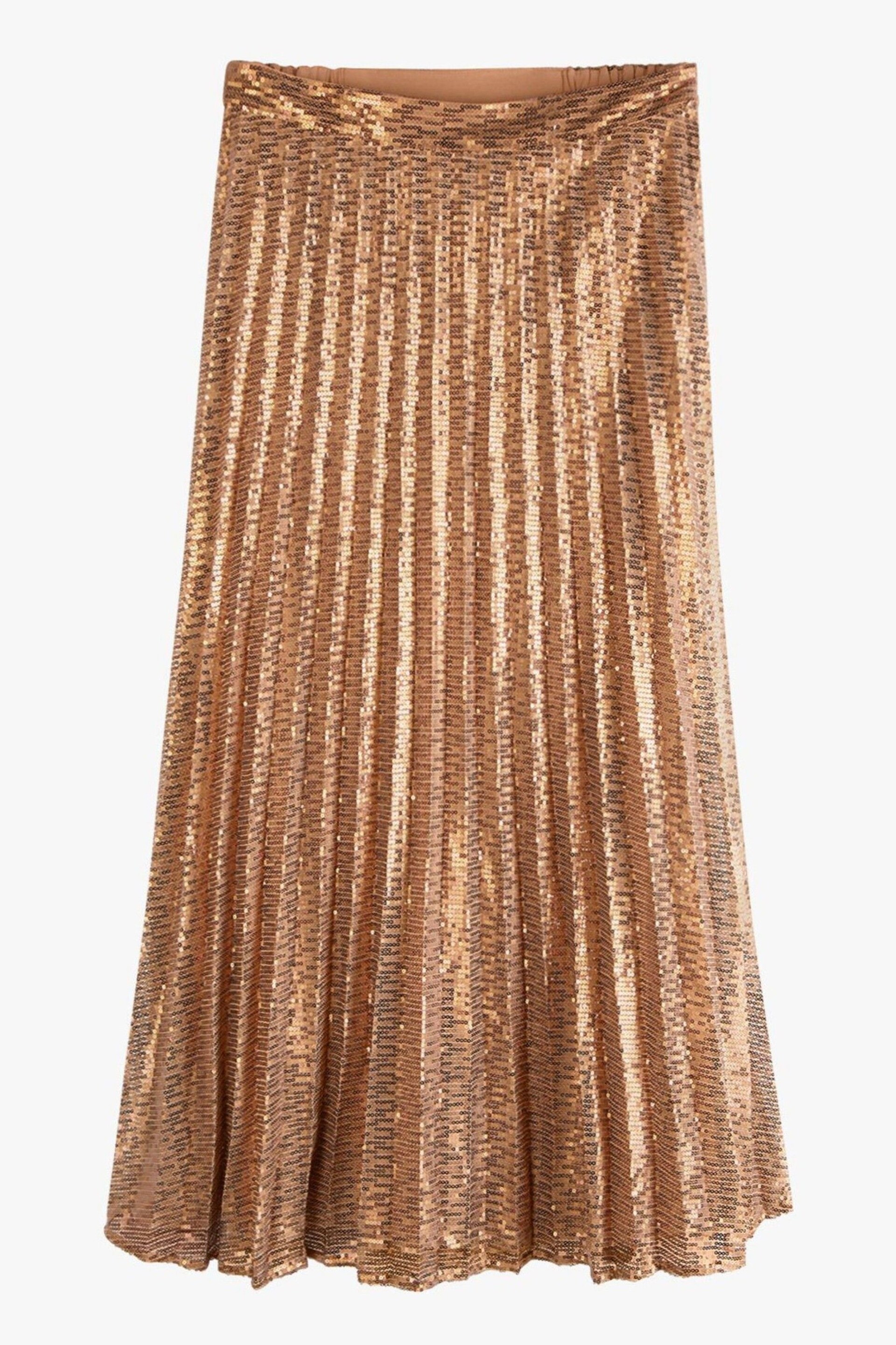 Hush Gold Clio Pleated Sequin Skirt - Image 5 of 5