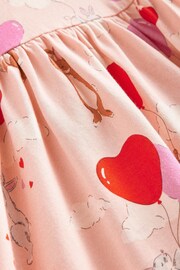 Boden Pink Long Sleeve Fun Heart Bunny Jersey Dress - Image 4 of 4