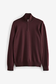 Red/Brown Plain Knitted Long Sleeve Polo Shirt - Image 6 of 8