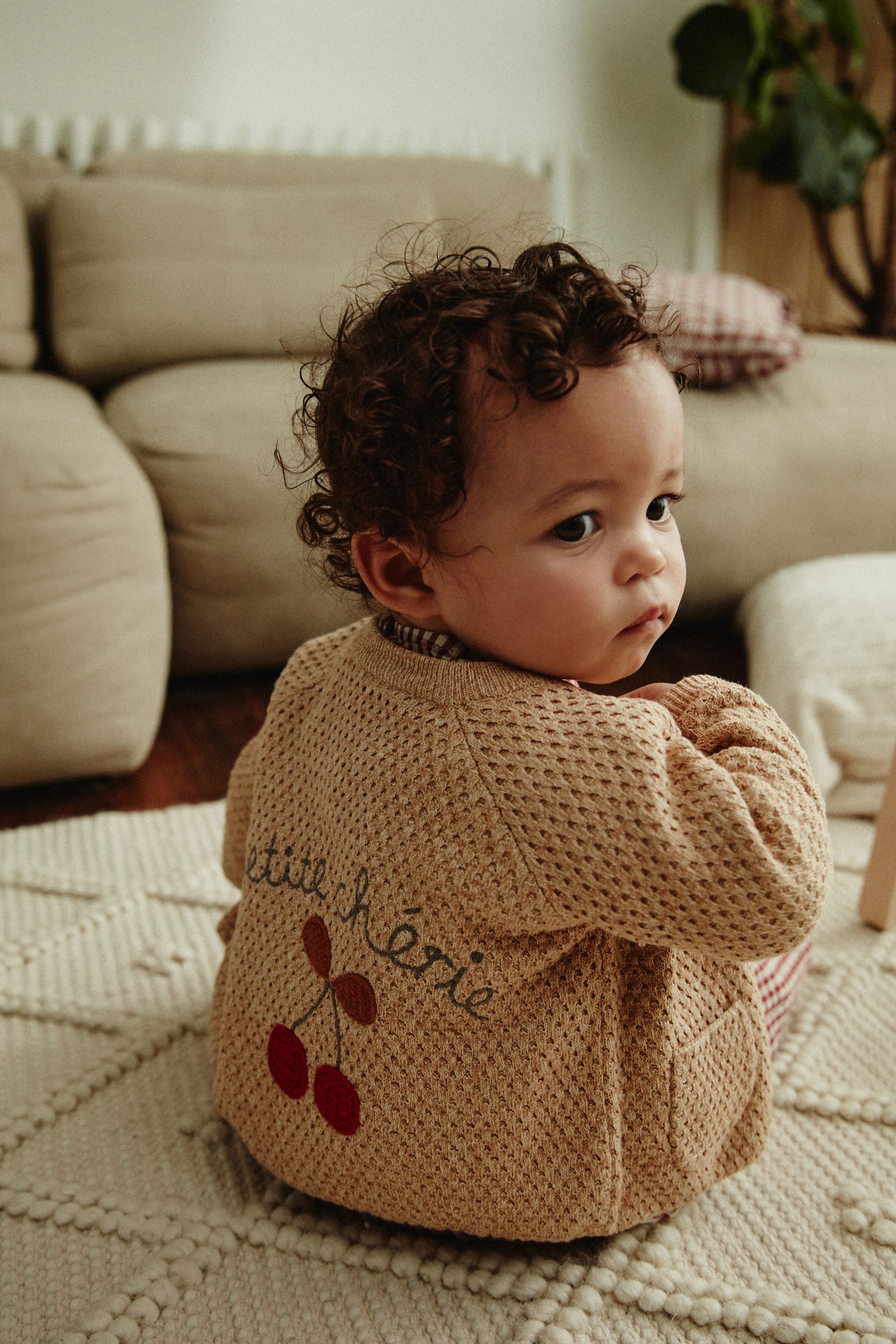 Buy Tan Brown Back Slogan Embroidered Baby Knitted Cardigan 0mths 2yrs from the Next UK online shop