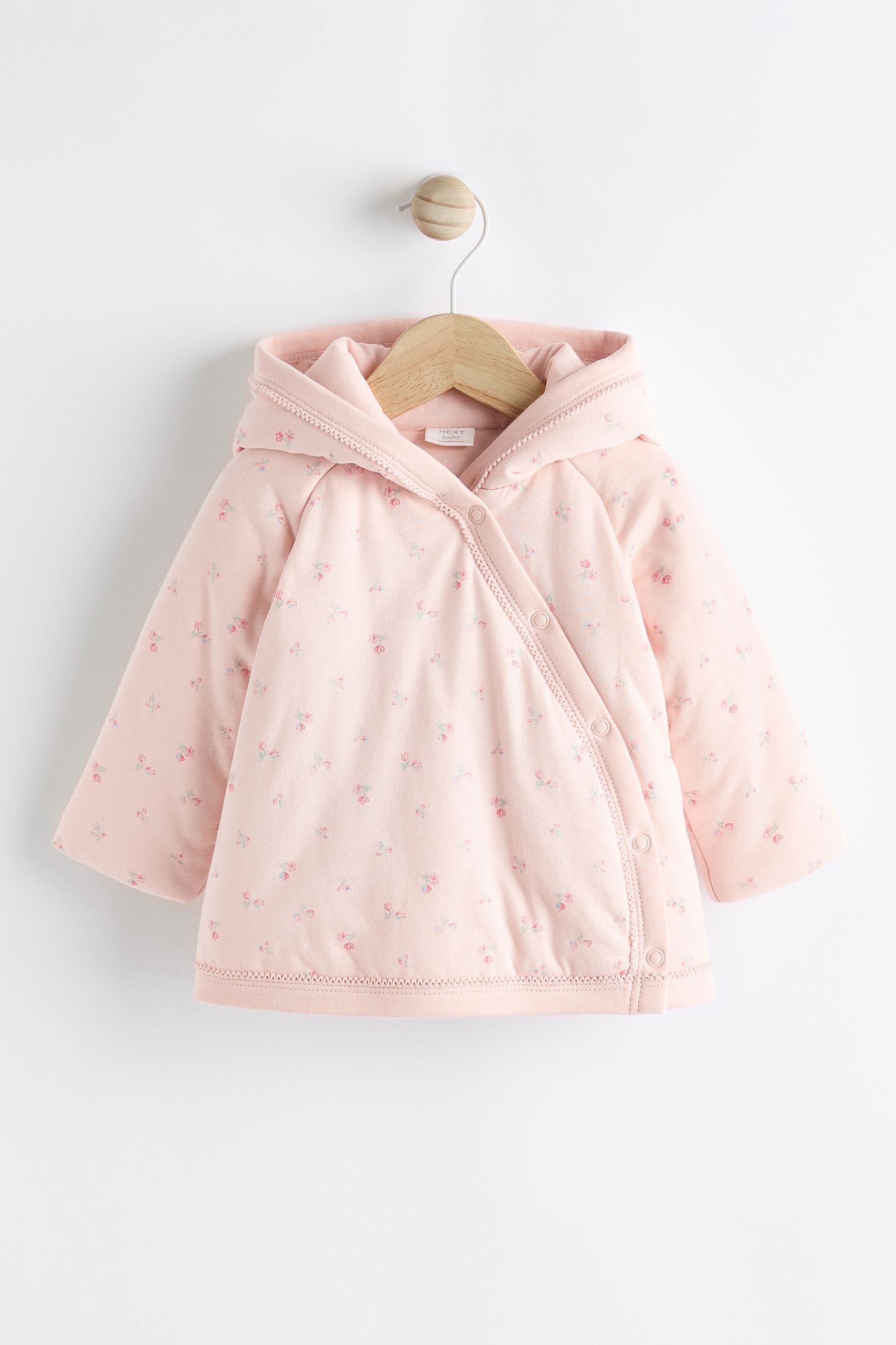 Buy Pink Hooded Cosy Jersey Wadded Baby Wrap Jacket 0 18mths from Next Luxembourg