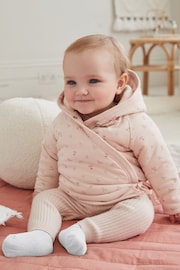 Pink Hooded Cosy Jersey Wadded Baby Wrap Jacket (0-18mths) - Image 2 of 9