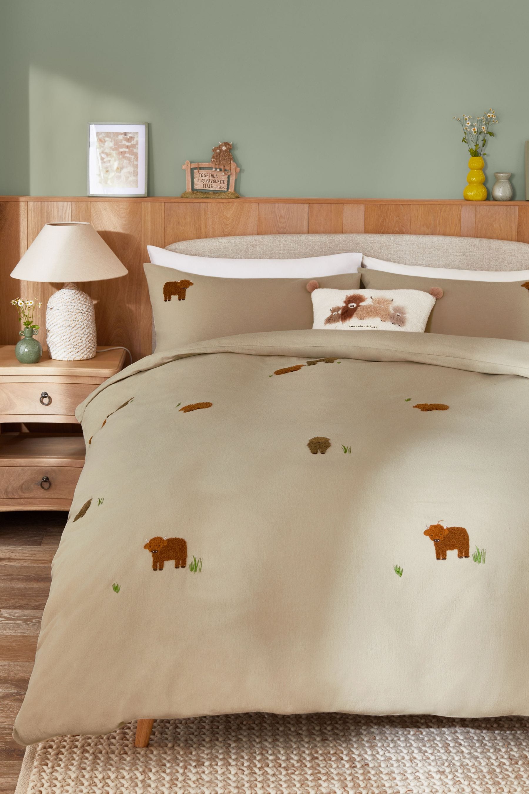 Natural Tufted Hamish Brushed 100 Cotton Duvet Cover and Pillowcase Set