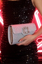 Linzi Silver Wonder Satin Diamante Clutch Bag - Image 2 of 2