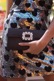 Linzi Black Wonder Satin Diamante Clutch Bag - Image 2 of 2