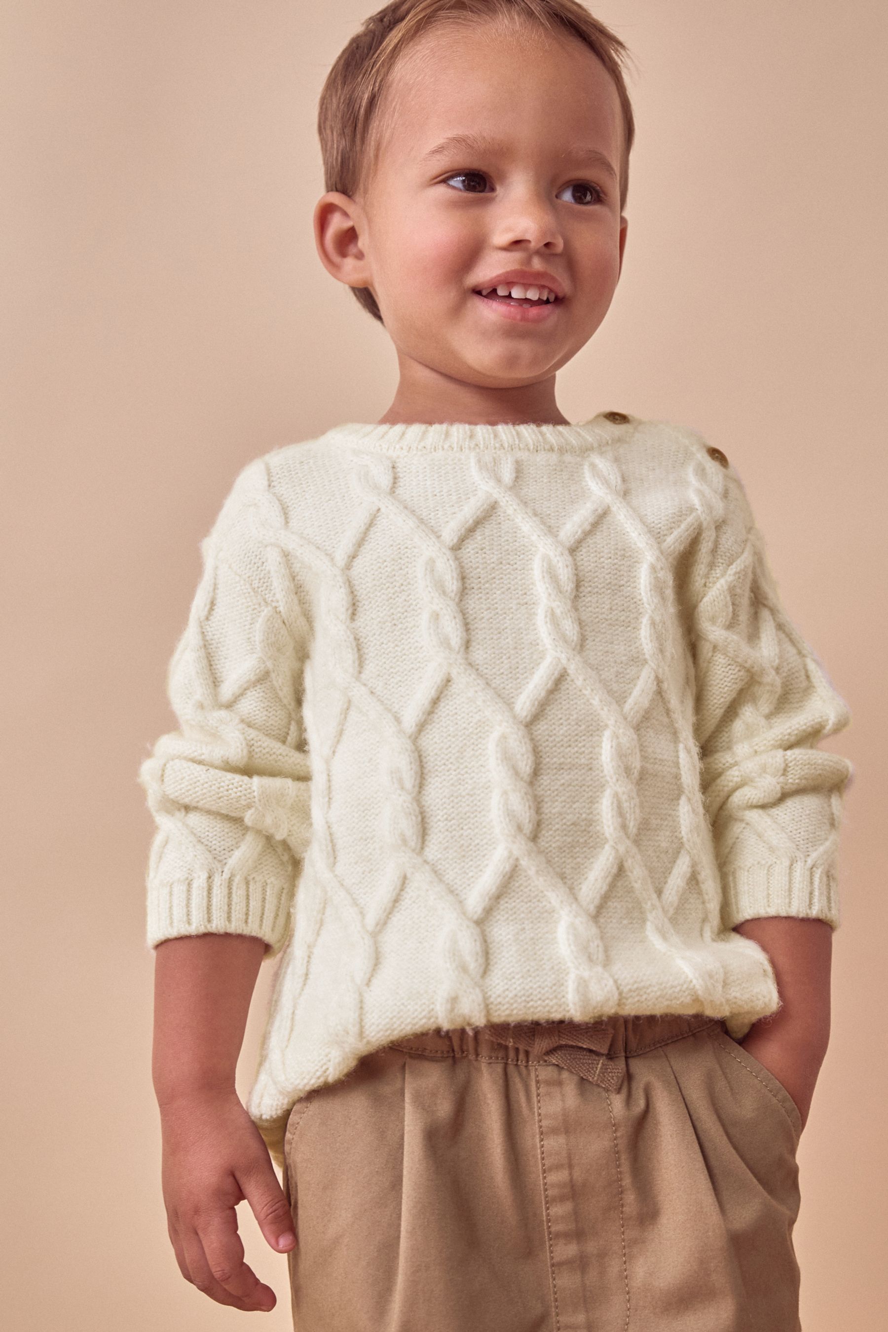 Ecru cable knit jumper online