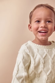 Ecru Cable Knit Crew Neck Jumper (3mths-7yrs) - Image 4 of 7