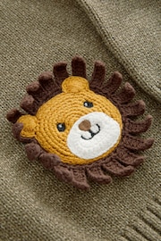 Khaki Green Safari Animals Crew Neck Knitted 100% Cotton Jumper (3mths-7yrs) - Image 7 of 7