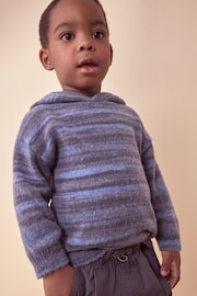 Blue Space Dye Knitted Hoodie (3mths-7yrs) - Image 3 of 6