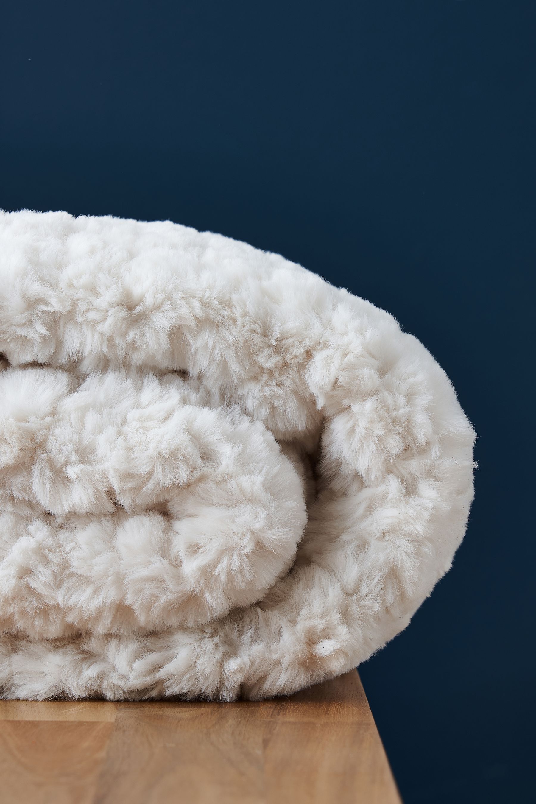 BHS Cream Faux Fur Boucle Throw
