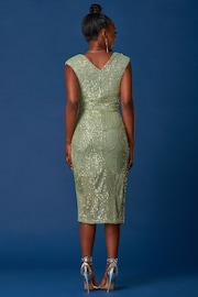 Jolie Moi Green Sequin Wrap Slit Pencil Dress - Image 2 of 6