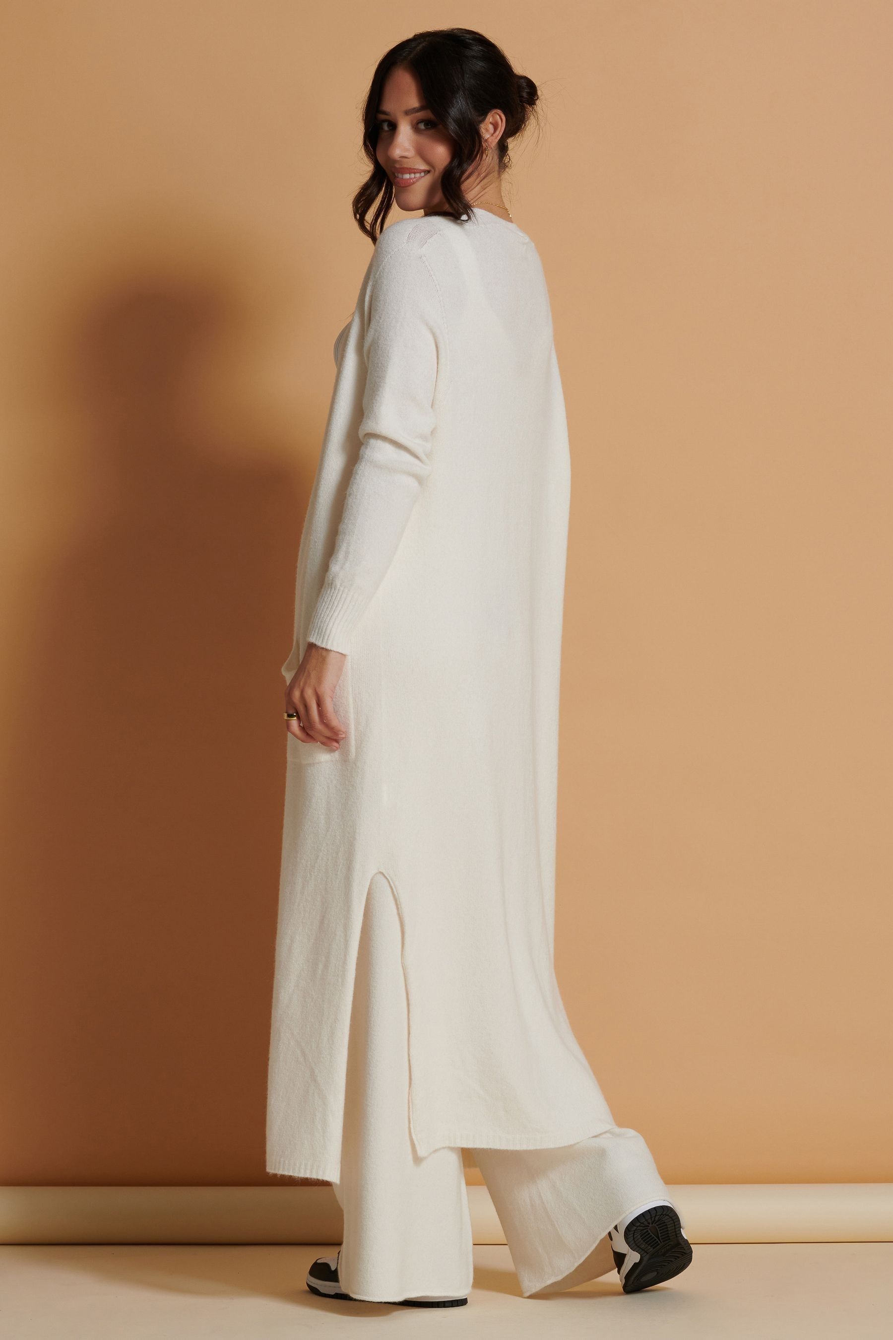 Buy Jolie Moi White Soft Knit Longline Maxi Cardigan from Next Luxembourg