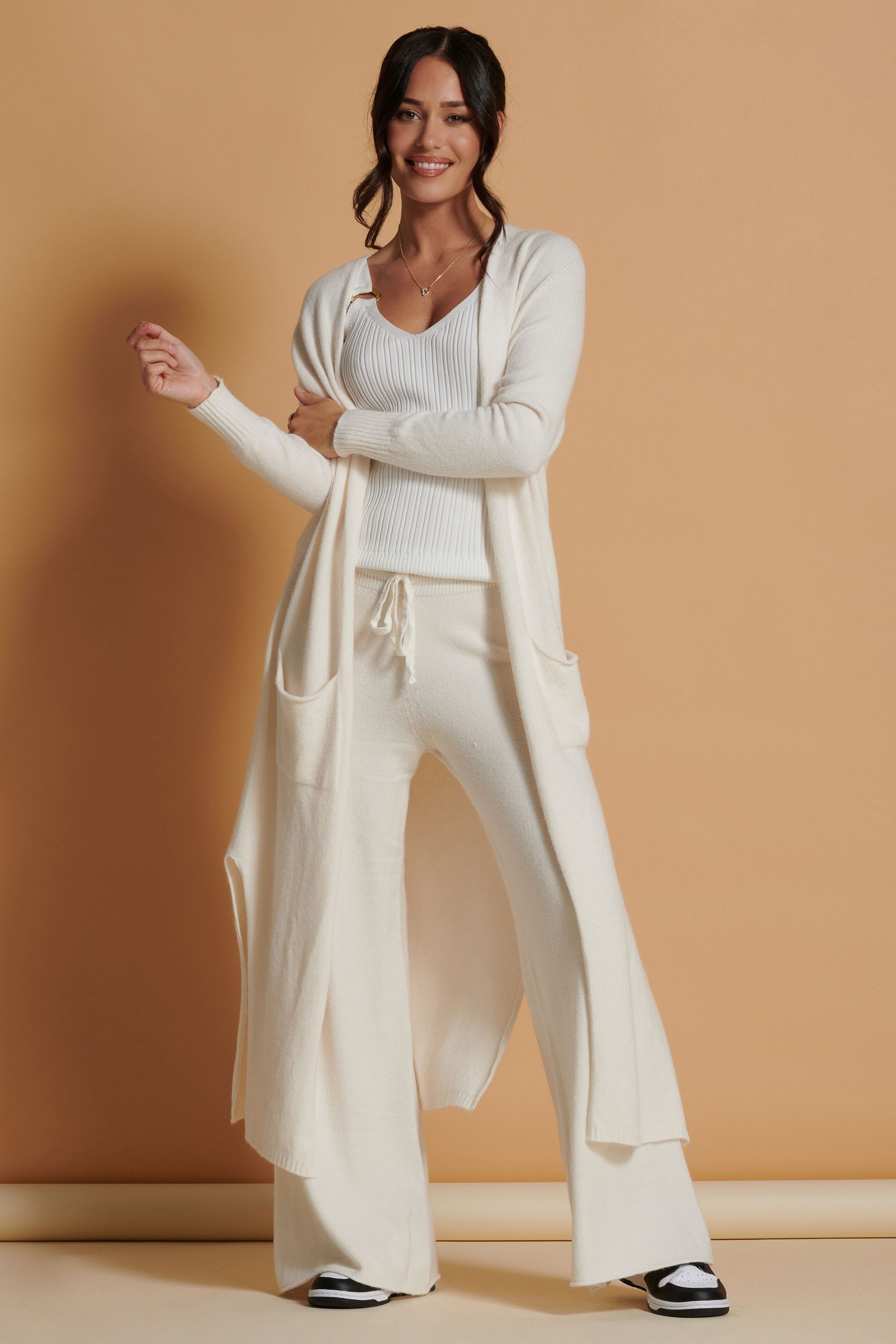 Buy Jolie Moi White Soft Knit Longline Maxi Cardigan from Next Luxembourg