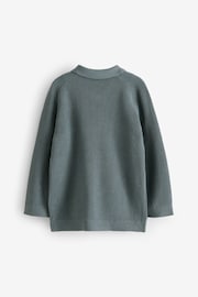 Teal Blue Long Sleeve Zip Neck Knitted Polo Shirt (3mths-7yrs) - Image 2 of 4