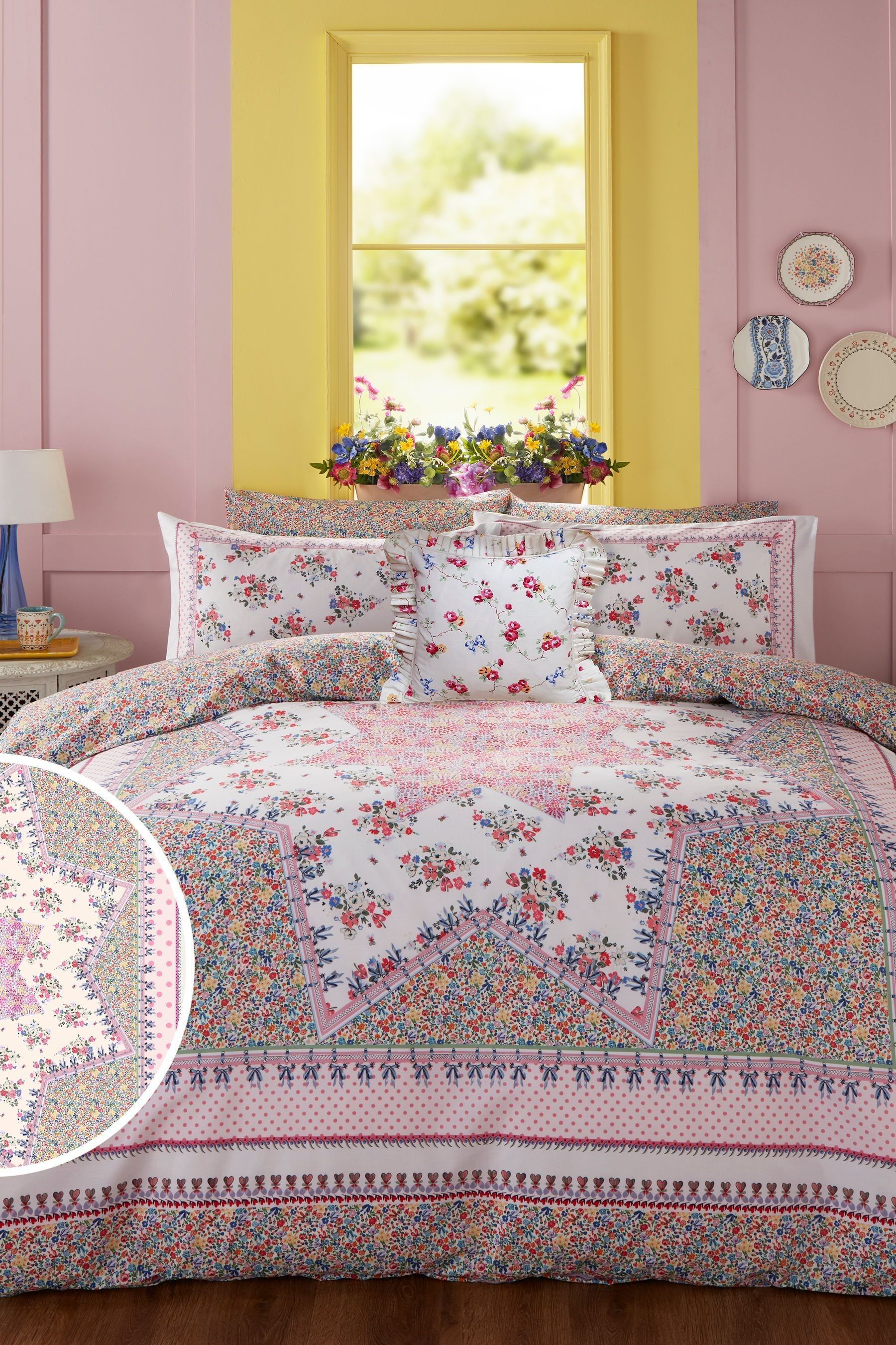Buy Cath Kidston Pink Patchwork 100 Cotton Duvet Cover and Pillowcase Set from the Next UK online shop