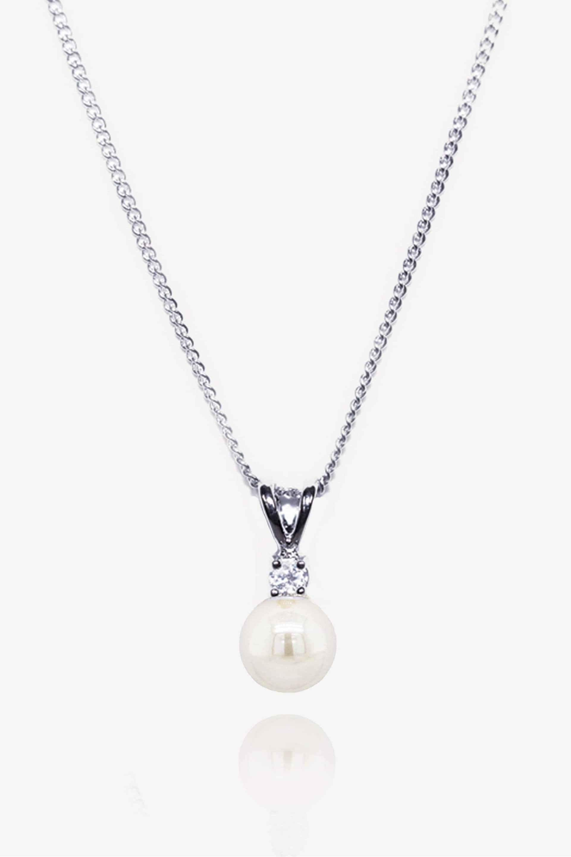 Ivory & Co Silver Classic Crystal And Pearl Pendant - Image 1 of 4
