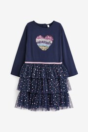 Miss Blue Long Sleeve 2-in-1 Style Sequin Detail Dress with Tutu Skirt - Image 1 of 5
