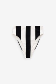 Black/White Pique Stripe High Waist High Waist High Leg Bikini Bottoms - Image 6 of 6