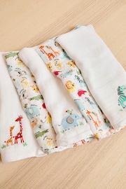 JoJo Maman Bébé Bright Jungle 5-Pack Embroidered Muslin Squares - Image 1 of 3