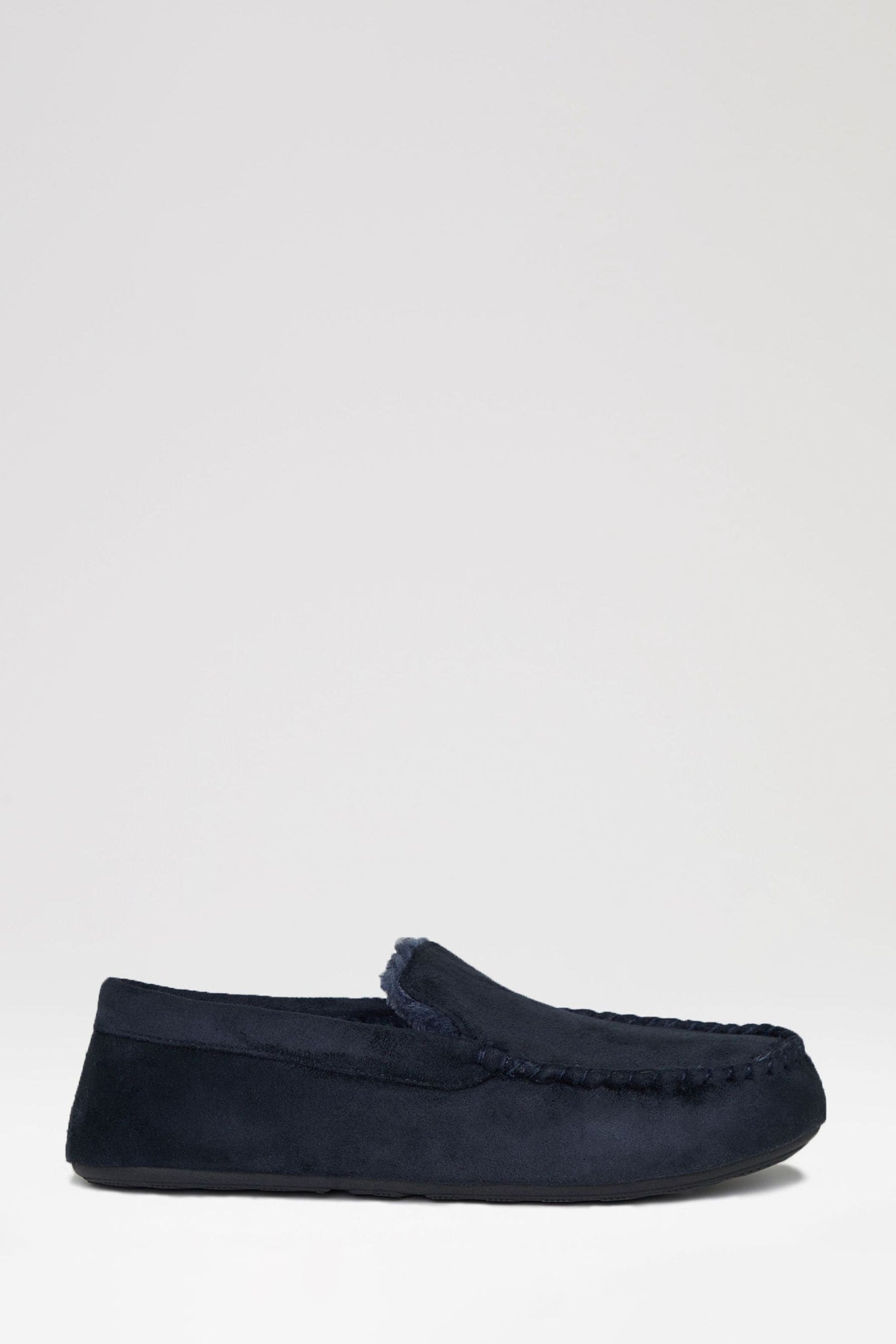 Blue moccasin slippers on sale