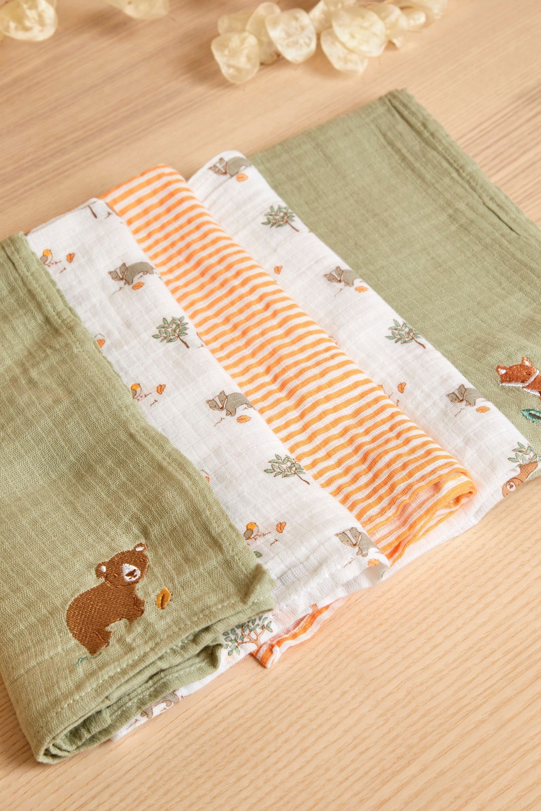 Buy JoJo Maman Bebe Woodland 5 Pack Embroidered Muslin Squares from the Next UK online shop