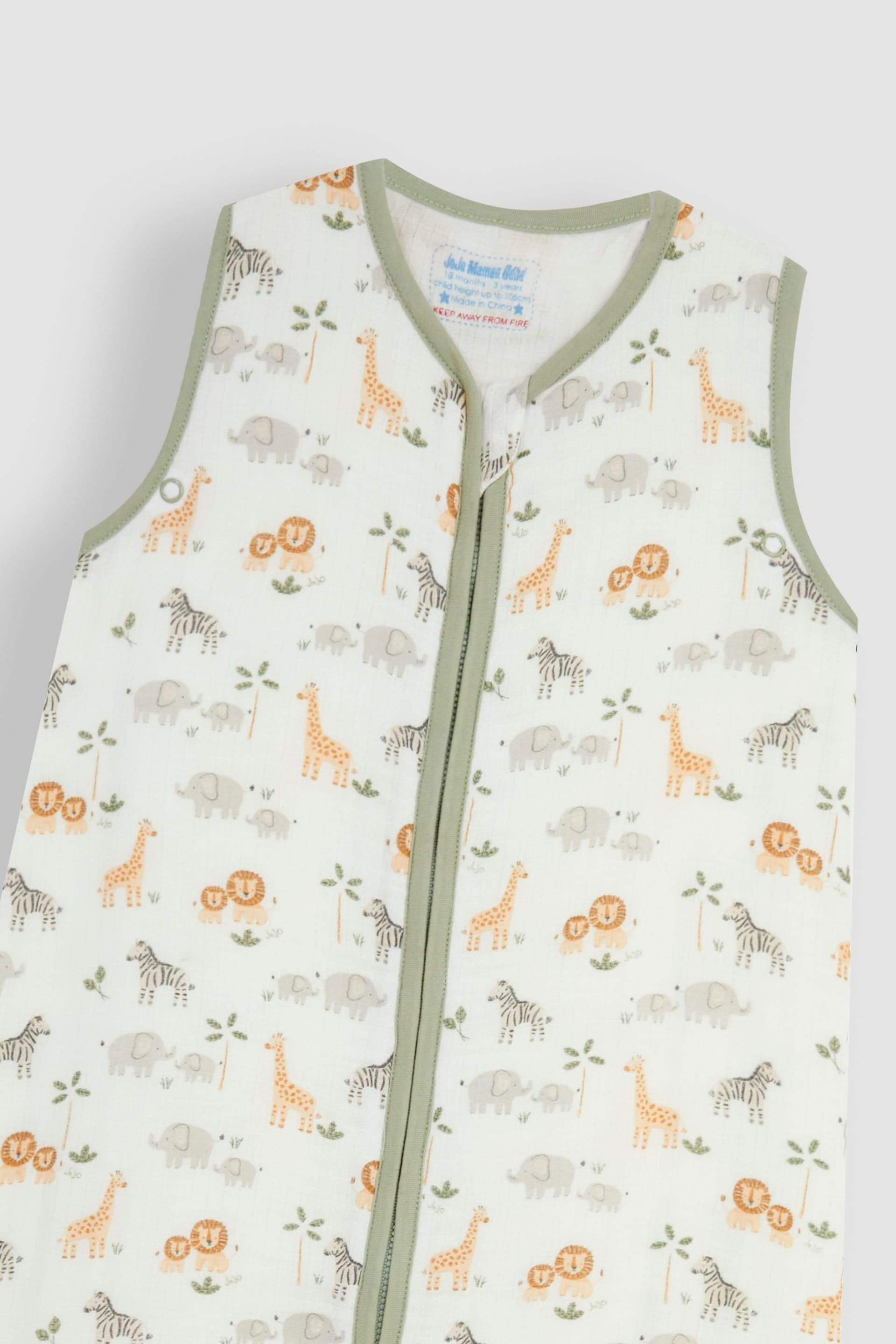 JoJo Maman Bébé Soft Safari 1 Tog Toddler Muslin Sleeping Bag - Image 2 of 2