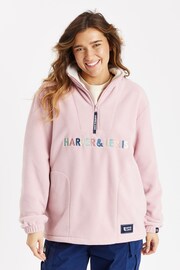 Harper & Lewis Pink Cecily 1/4 Zip Polar Fleece - Image 1 of 9